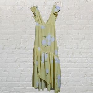 FREE PEOPLE plunge neck floral ruffle dress